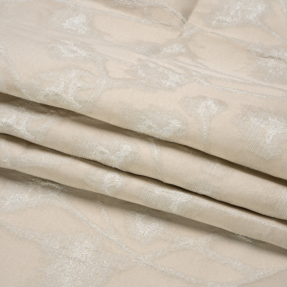 Metallic Drapery Jacquard - Porcelain Blurred Branches - British Imported