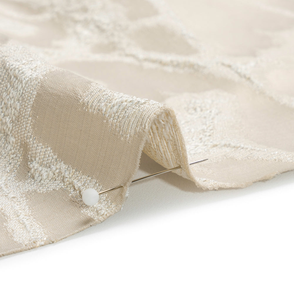 Metallic Drapery Jacquard - Porcelain Blurred Branches - British Imported