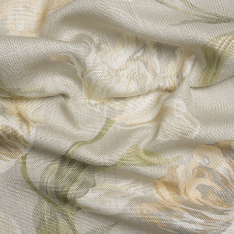 Viscose and Linen Drapery Woven Print - Sage Painting Flowers - British Imported