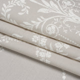 Cotton Canvas Print - Dove Grey Scrolls and Leaves - British Imported