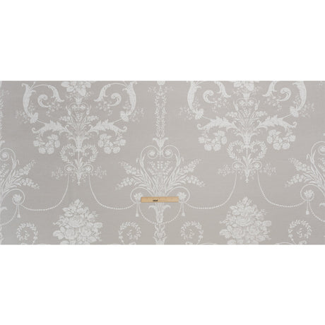 Cotton Canvas Print - Dove Grey Scrolls and Leaves - British Imported