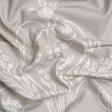 Cotton Canvas Print - Dove Grey Scrolls and Leaves - British Imported