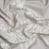 Cotton Canvas Print - Dove Grey Scrolls and Leaves - British Imported