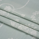 Cotton Canvas Print - Duckegg Scrolls and Leaves - British Imported