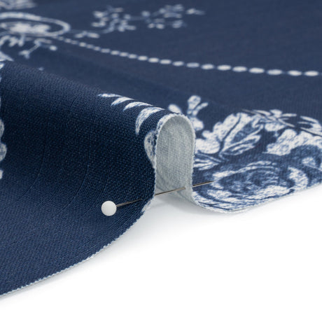 Cotton Canvas Print - Midnight Scrolls and Leaves - British Imported