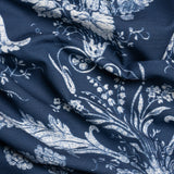 Cotton Canvas Print - Midnight Scrolls and Leaves - British Imported