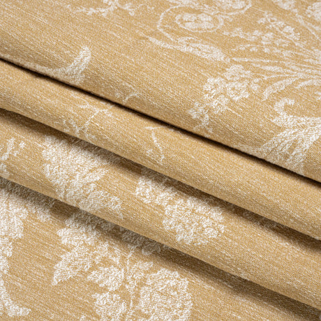 Polyester and Cotton Jacquard - Gold Scrolls and Leaves - British Imported