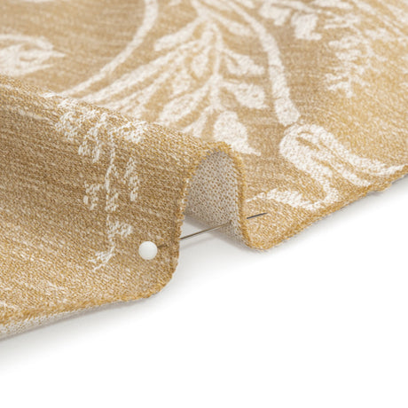 Polyester and Cotton Jacquard - Gold Scrolls and Leaves - British Imported