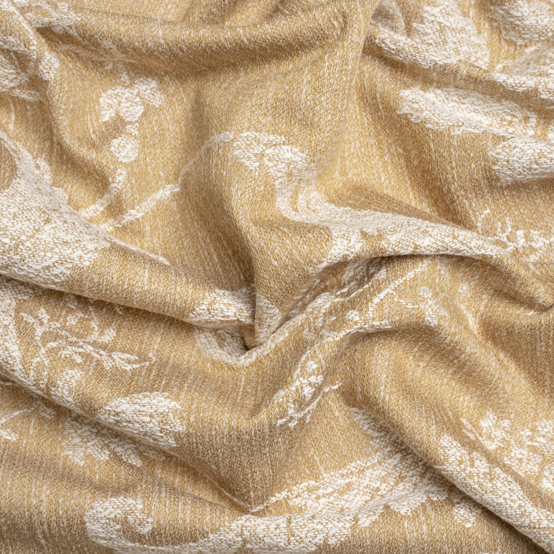 Polyester and Cotton Jacquard - Gold Scrolls and Leaves - British Imported