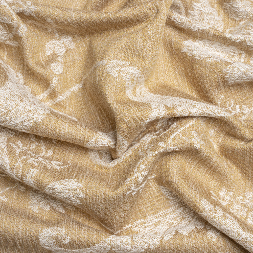 Polyester and Cotton Jacquard - Gold Scrolls and Leaves - British Imported