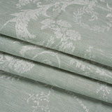 Polyester and Cotton Jacquard - Gray Green Scrolls and Leaves - British Imported