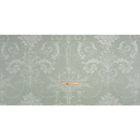 Polyester and Cotton Jacquard - Gray Green Scrolls and Leaves - British Imported