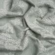 Polyester and Cotton Jacquard - Gray Green Scrolls and Leaves - British Imported