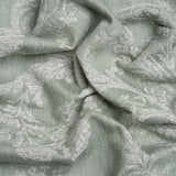 Polyester and Cotton Jacquard - Gray Green Scrolls and Leaves - British Imported