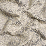 Metallic Drapery Jacquard - Dove Leafy Fans - British Imported