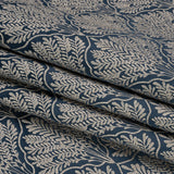 Metallic Drapery Jacquard - Ink Leafy Fans - British Imported