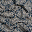 Metallic Drapery Jacquard - Ink Leafy Fans - British Imported