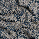 Metallic Drapery Jacquard - Ink Leafy Fans - British Imported
