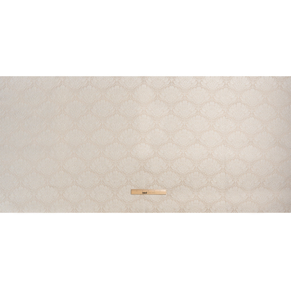 Metallic Drapery Jacquard - Porcelain Leafy Fans - British Imported