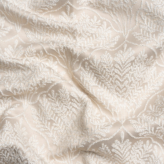 Metallic Drapery Jacquard - Porcelain Leafy Fans - British Imported