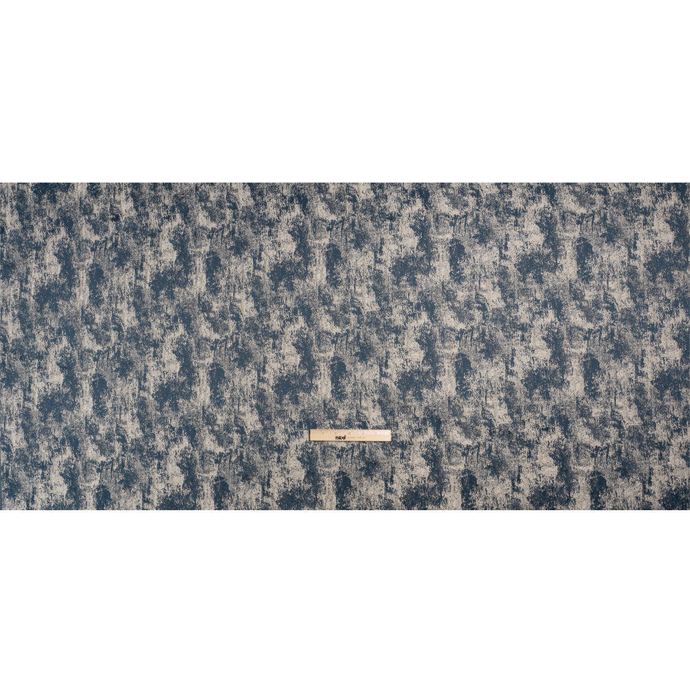 Metallic Drapery Jacquard - Ink Abstract - British Imported