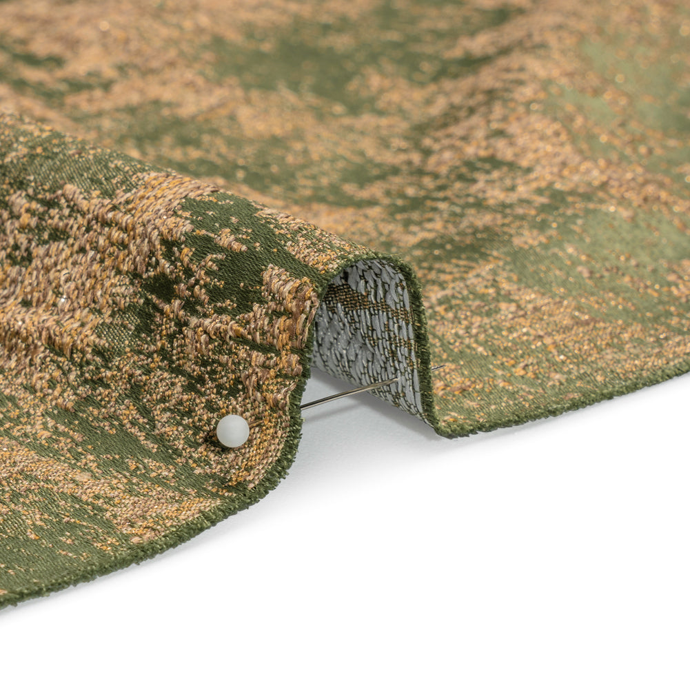 Metallic Drapery Jacquard - Olive Abstract - British Imported