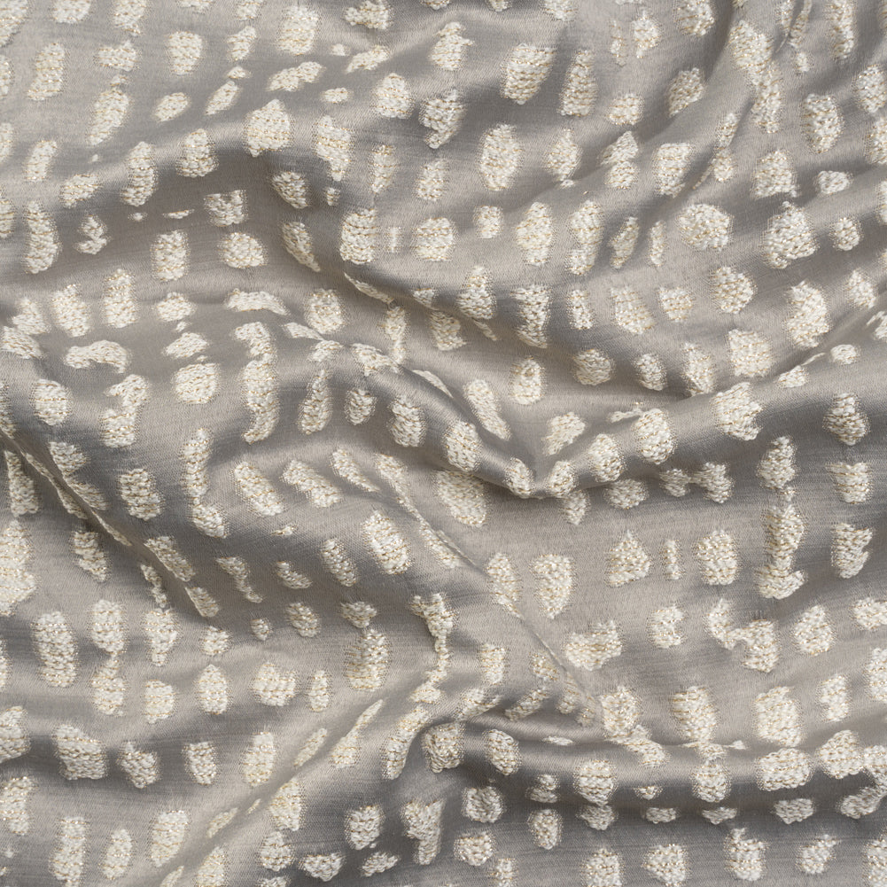 Metallic Drapery Jacquard - Dove Spotted Abstract - British Imported