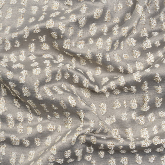 Metallic Drapery Jacquard - Dove Spotted Abstract - British Imported