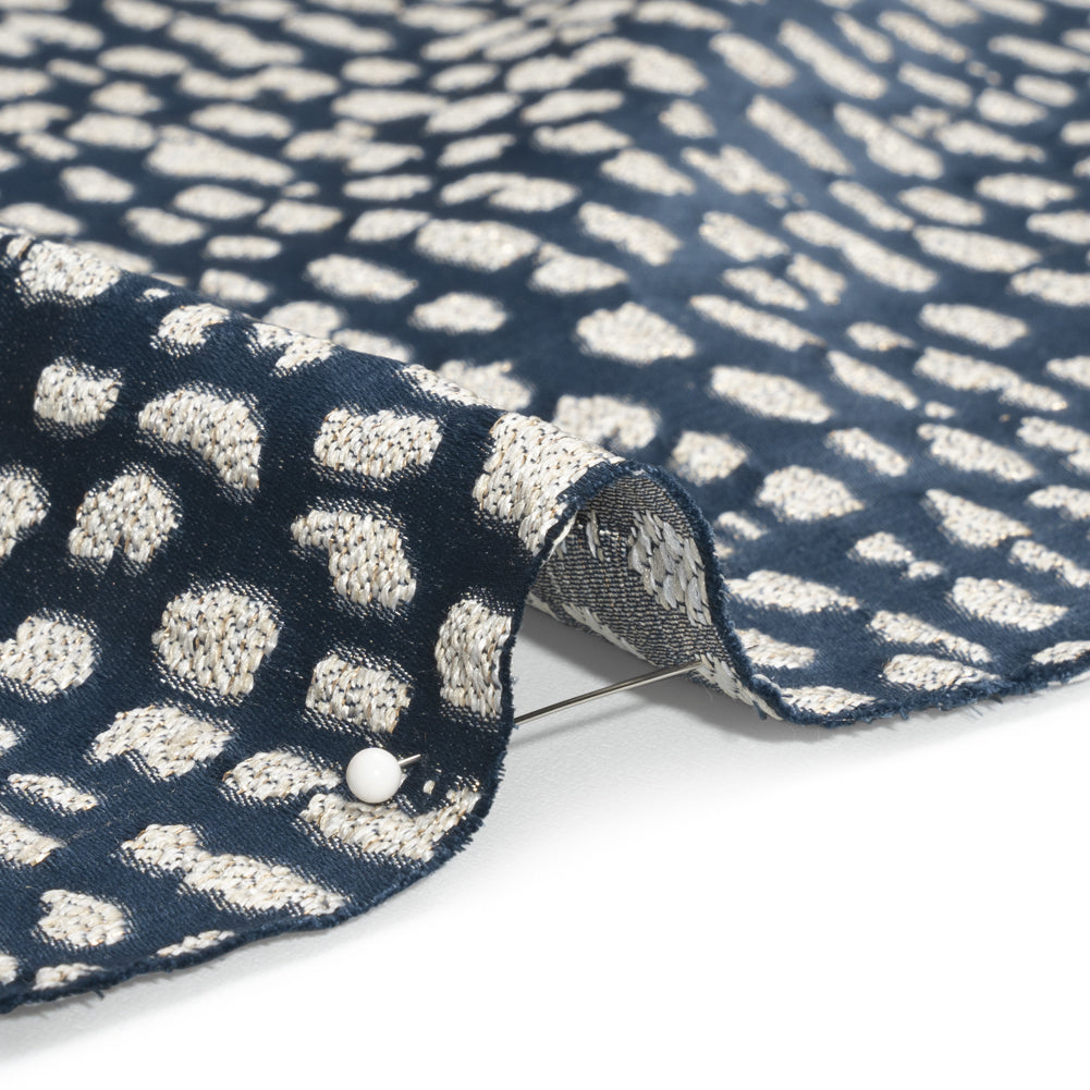 Metallic Drapery Jacquard - Ink Spotted Abstract - British Imported