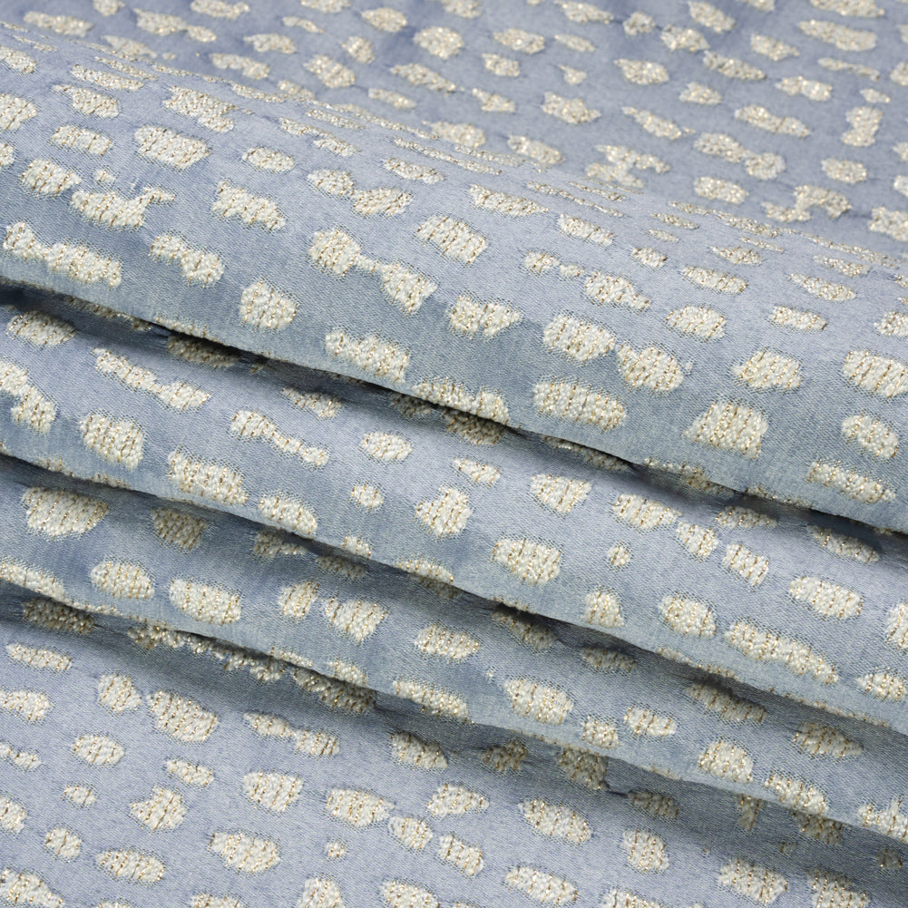 Metallic Drapery Jacquard - Wedgewood Spotted Abstract - British Imported
