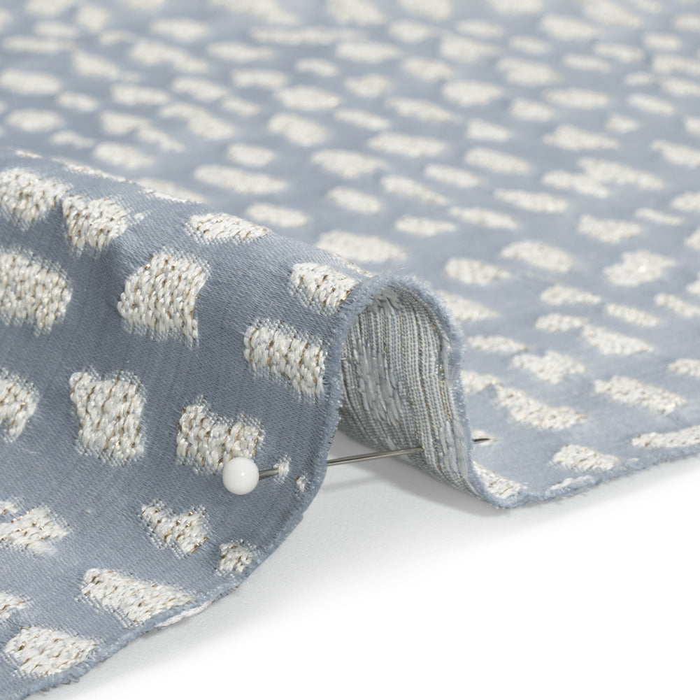Metallic Drapery Jacquard - Wedgewood Spotted Abstract - British Imported