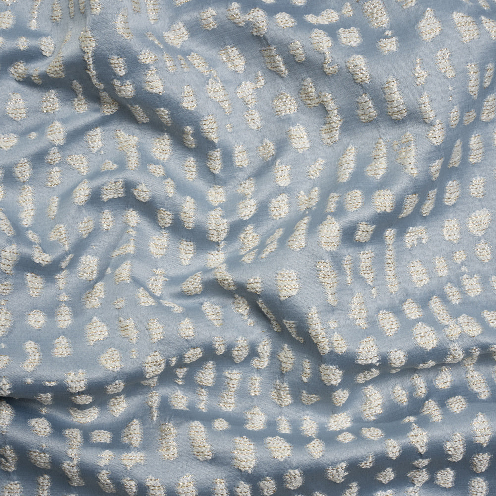 Metallic Drapery Jacquard - Wedgewood Spotted Abstract - British Imported