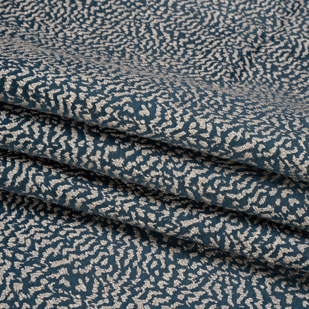 Metallic Drapery Jacquard - Ink Mottled - British Imported
