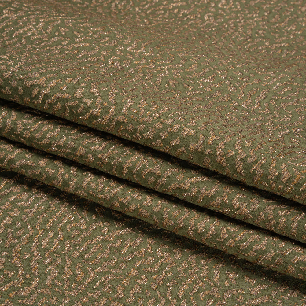 Metallic Drapery Jacquard - Olive Mottled - British Imported