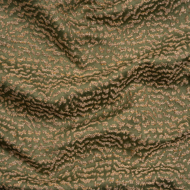Metallic Drapery Jacquard - Olive Mottled - British Imported