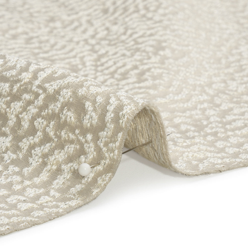 Metallic Drapery Jacquard - Porcelain Mottled - British Imported