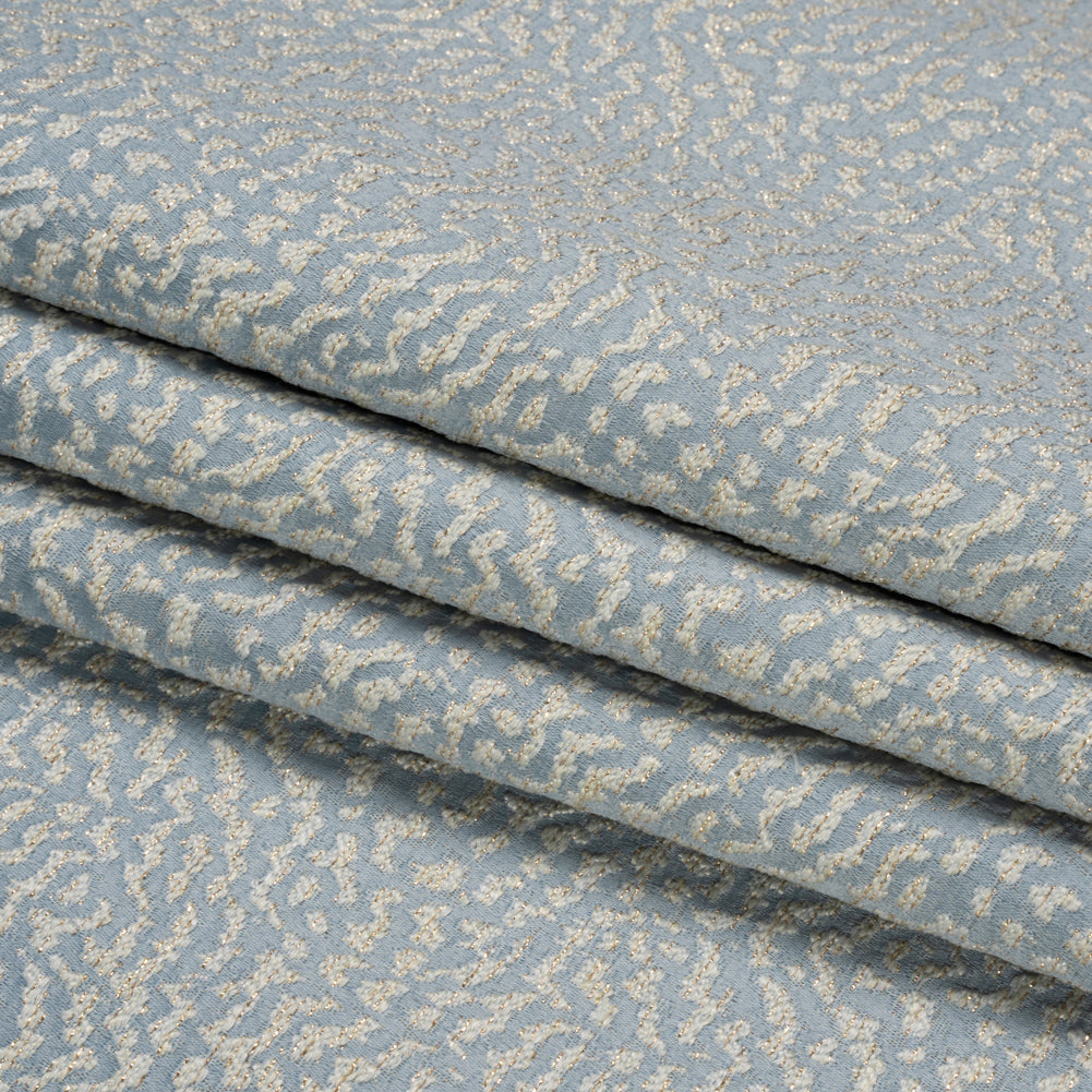Metallic Drapery Jacquard - Wedgewood Mottled - British Imported