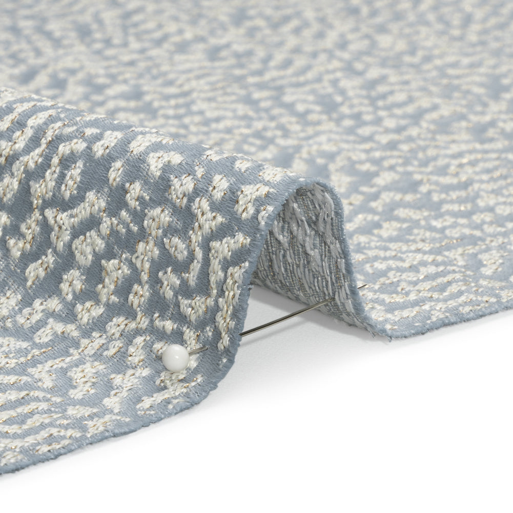 Metallic Drapery Jacquard - Wedgewood Mottled - British Imported