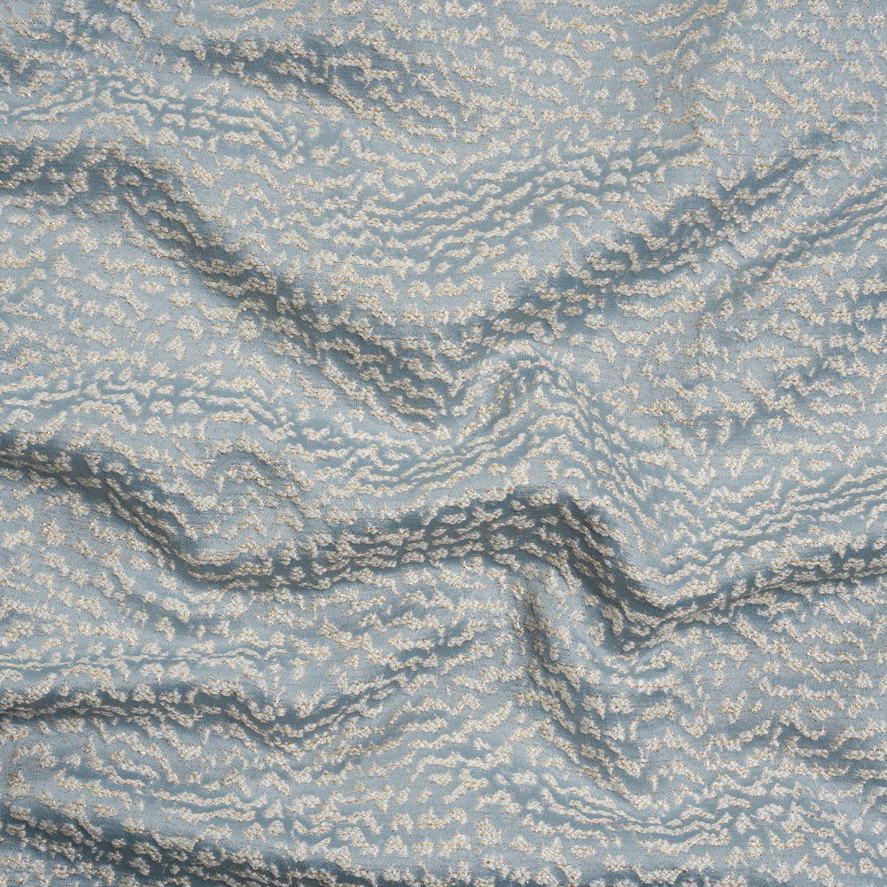 Metallic Drapery Jacquard - Wedgewood Mottled - British Imported