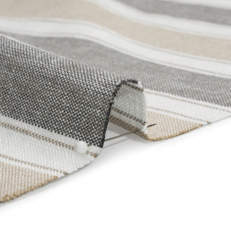 Slubbed Cotton Blend Woven - Ash Wide Stripes - British Imported