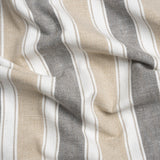 Slubbed Cotton Blend Woven - Ash Wide Stripes - British Imported