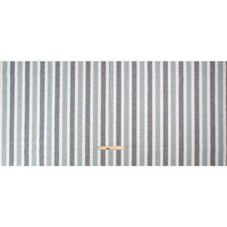 Slubbed Cotton Blend Woven - Denim Wide Stripes - British Imported