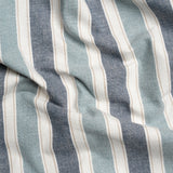 Slubbed Cotton Blend Woven - Denim Wide Stripes - British Imported