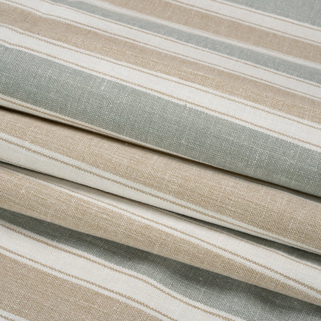 Slubbed Cotton Blend Woven - Seafoam Wide Stripes - British Imported
