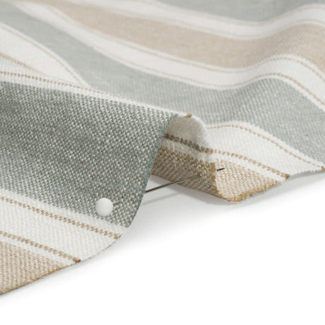 Slubbed Cotton Blend Woven - Seafoam Wide Stripes - British Imported