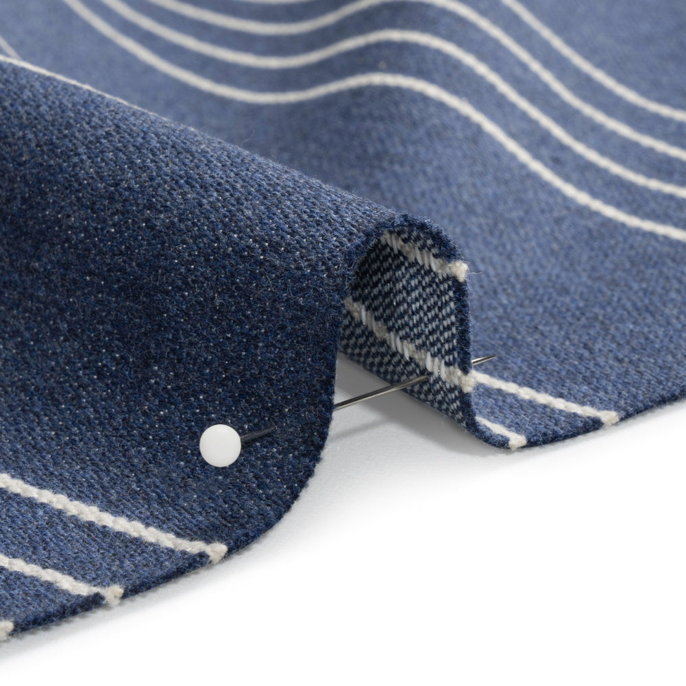 Soft Textured Recycled Polyester Drapery Woven - Indigo - British Imported