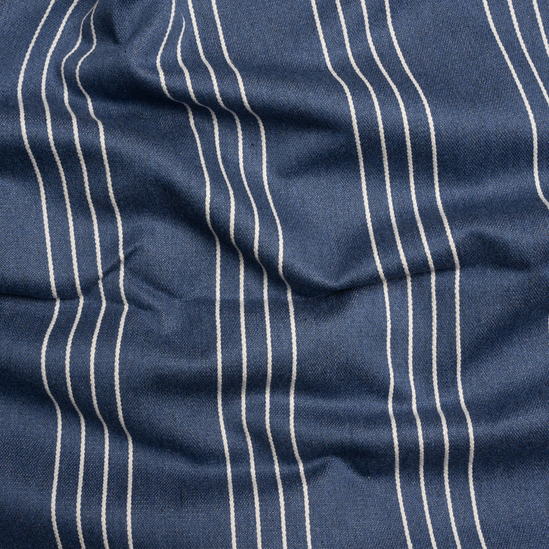 Soft Textured Recycled Polyester Drapery Woven - Indigo - British Imported