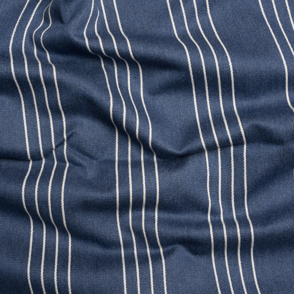 Soft Textured Recycled Polyester Drapery Woven - Indigo - British Imported