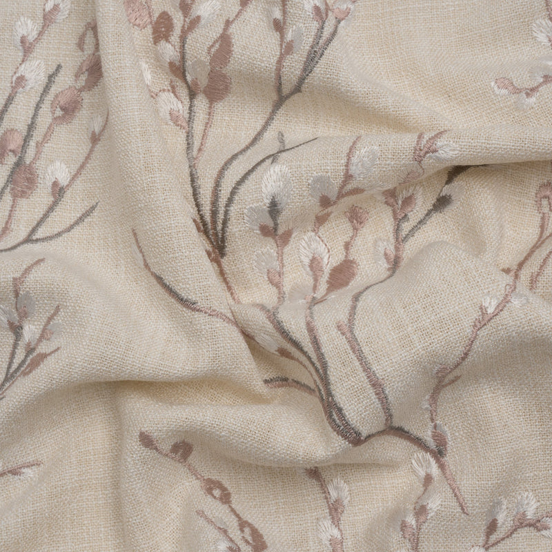 Embroidered Drapery Woven - Blush Prairie Willow - British Imported
