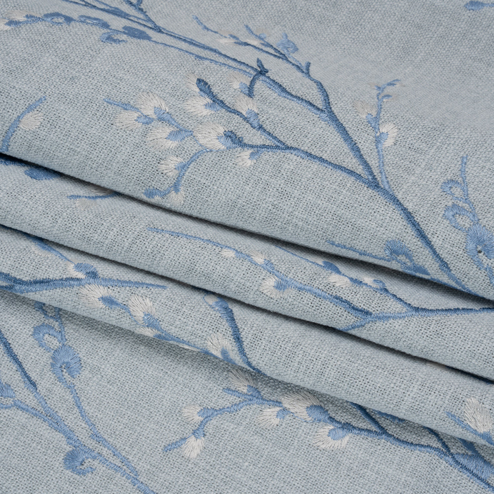 Embroidered Drapery Woven - Seaspray Prairie Willow - British Imported
